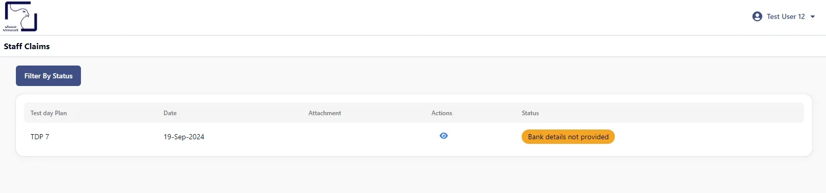 TDS staff claims menu