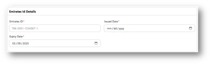 Staff Registration - Emirates Id Section