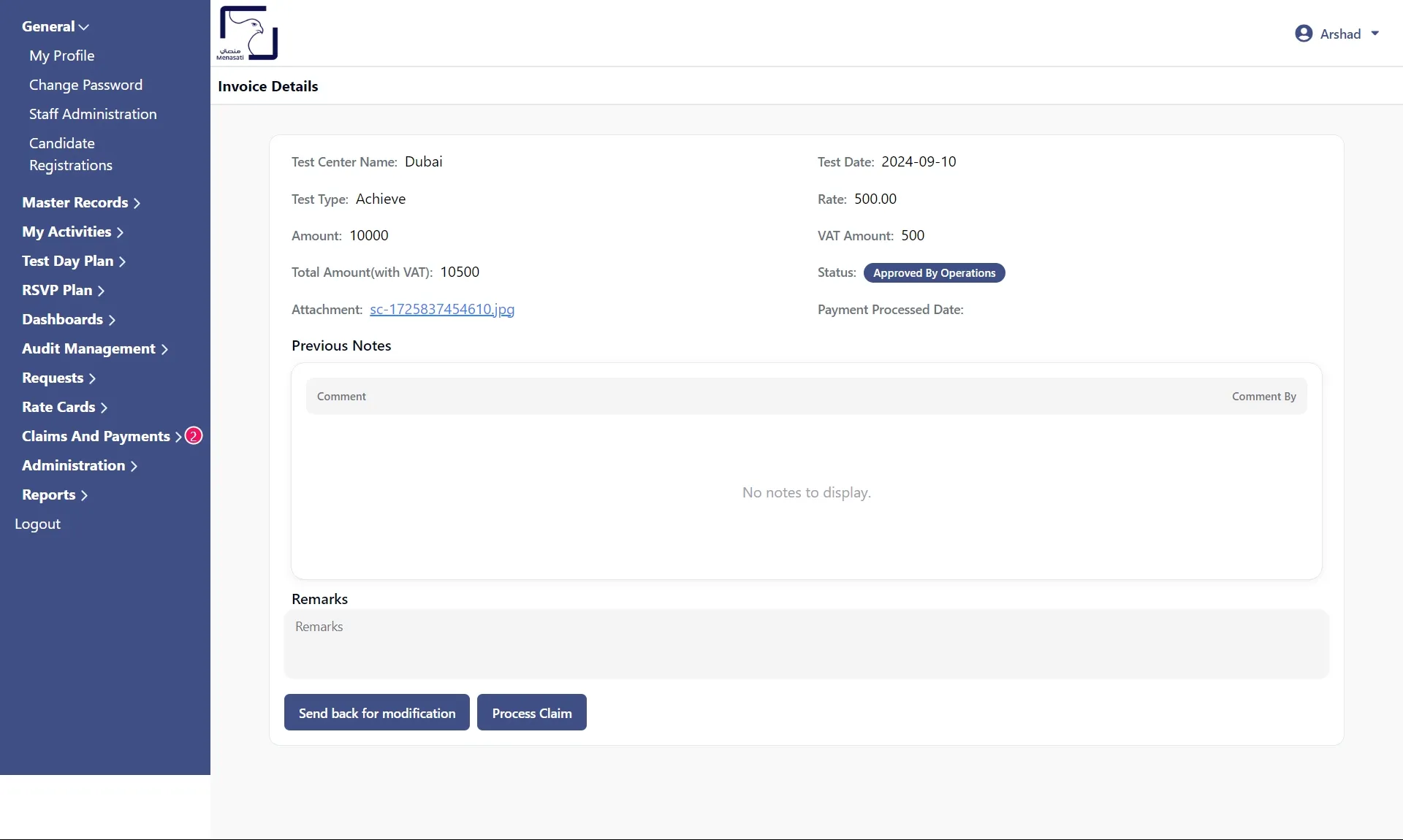 Invoice processing by finance